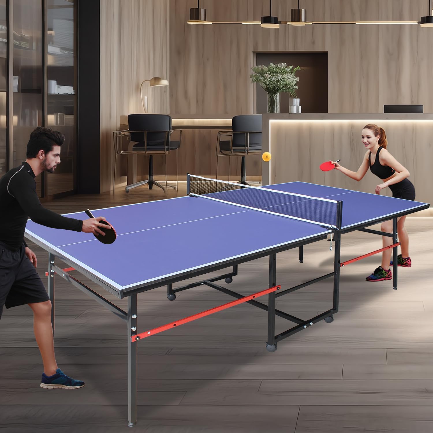 8 ft Portable Ping Pong Table， - Table Tennis Folding Table ulasan dan harga