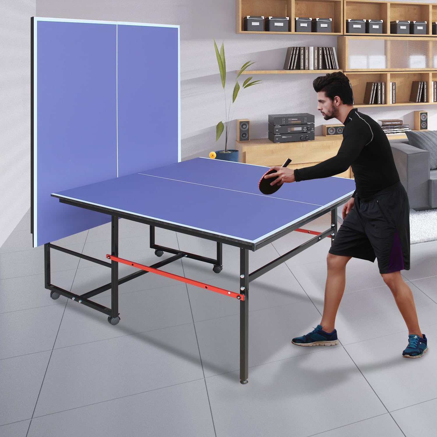 8 ft Portable Ping Pong Table， - Table Tennis Folding Table ulasan dan harga