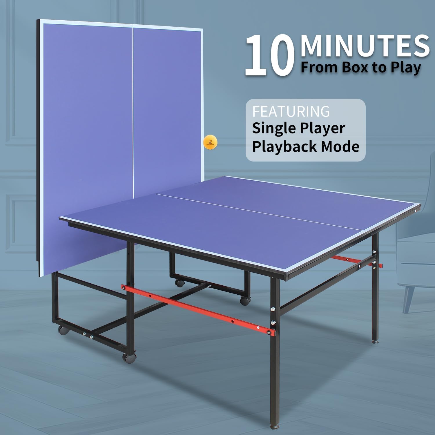 8 ft Portable Ping Pong Table， - Table Tennis Folding Table ulasan dan harga